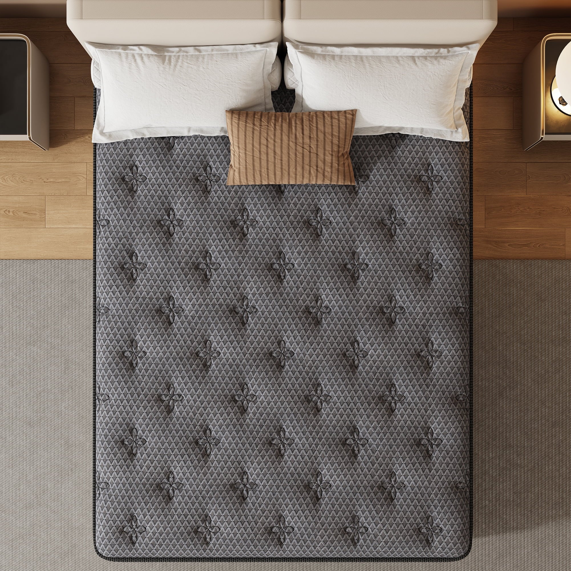 HIKOS 12 inch King Mattress in a Box, Cooling Gel Memory Foam Hybrid Mattress with Individually Wrapped Pocket Coils, Medium Firm King Size Mattress, Pressure Relief for Adult
