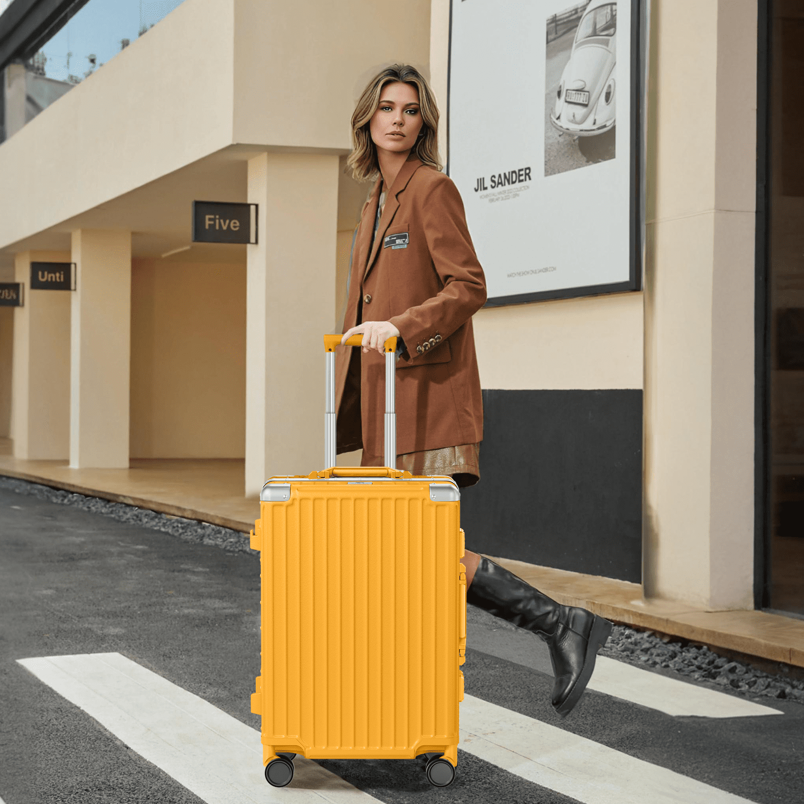 Luggage Sets 2 Piece Hard Shell PC ABS Aluminium Frame Suitcase with Spinner Wheels TSA Lock Zipperless 20 28 inch Orange