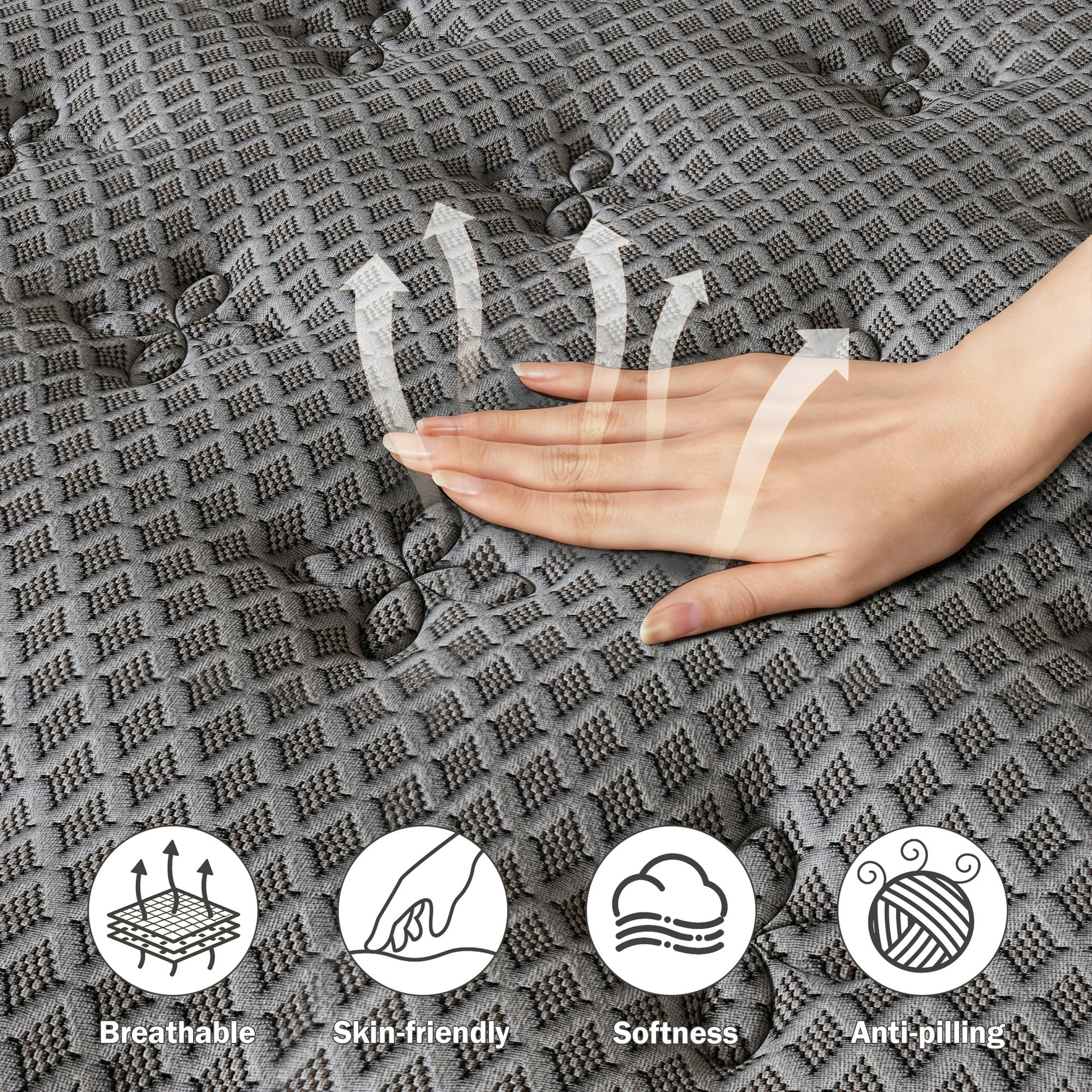 HIKOS 10 inch Queen Mattress in a Box, Cooling Gel Memory Foam Hybrid Mattress with Individually Wrapped Pocket Coils, Medium Firm Queen Size Mattress, Pressure Relief for Adult