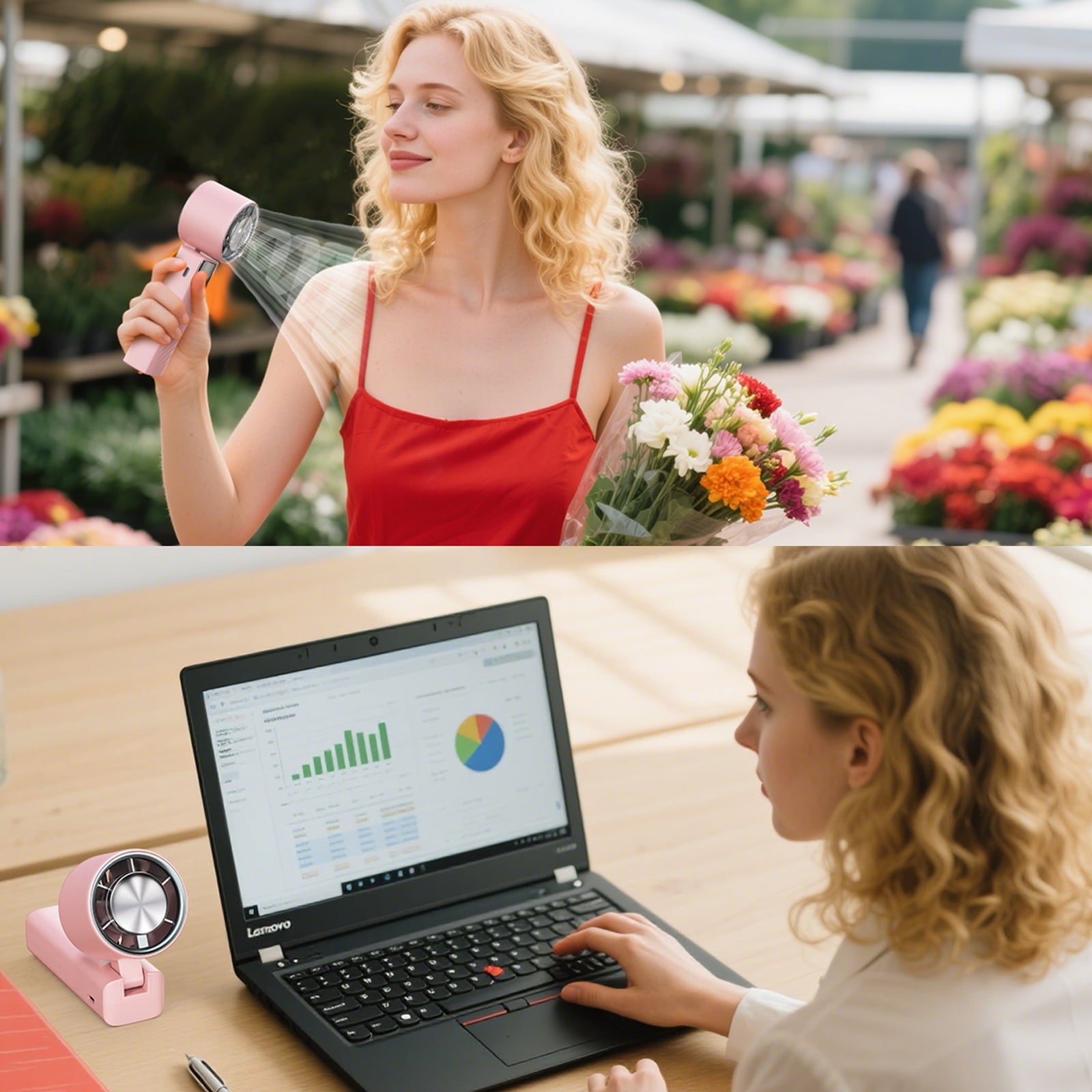 Juyafio Cutting-Edge Tech with 199 Speed Cooling Portable Small Fan&Handheld Fan,Foldable Desktop Fan,4000mAh, USB Rechargeable And Quiet Personal Fan For Home, Office, Travel & Outdoor Use (Pink)
