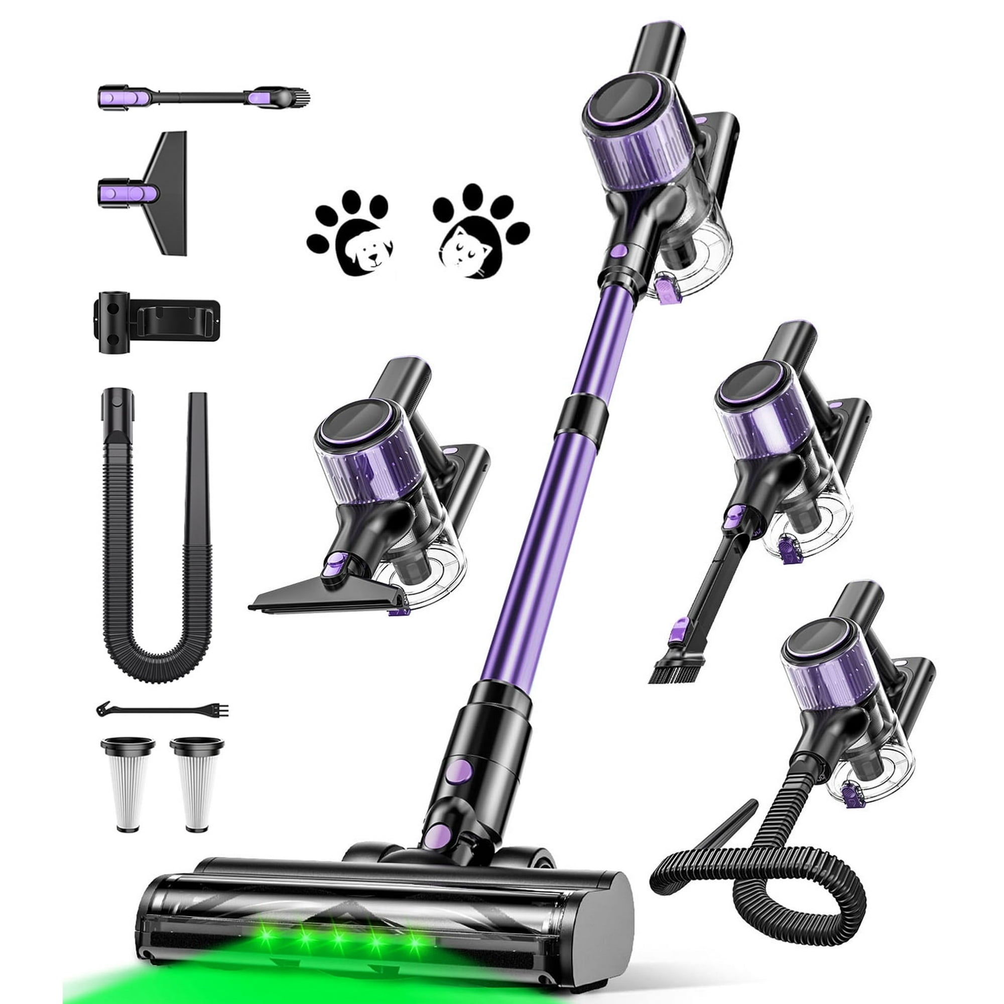 SUXIANGVAC Cordless Vacuum Cleaner with 500W Brushless Motor, Self-Standing, 55 mins max runtime, Stick Vacuum for Hard Floor Carpet Pet Hair H28 Purple